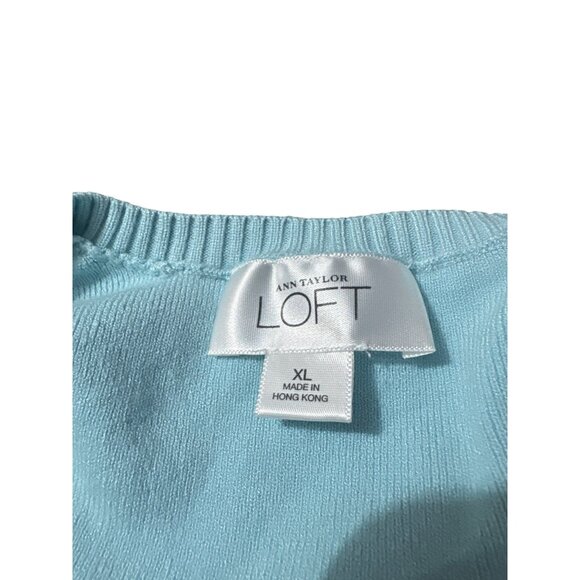 Ann Taylor Loft Women's Light Blue V-Neck Sweater XL Rayon/Nylon Blend - Picture 4 of 7
